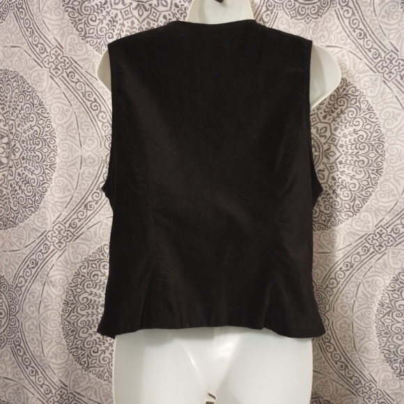 Vintage Stonebridge Goth Cotton Black Rose Velvet Vest Size 10 - Picture 4 of 9